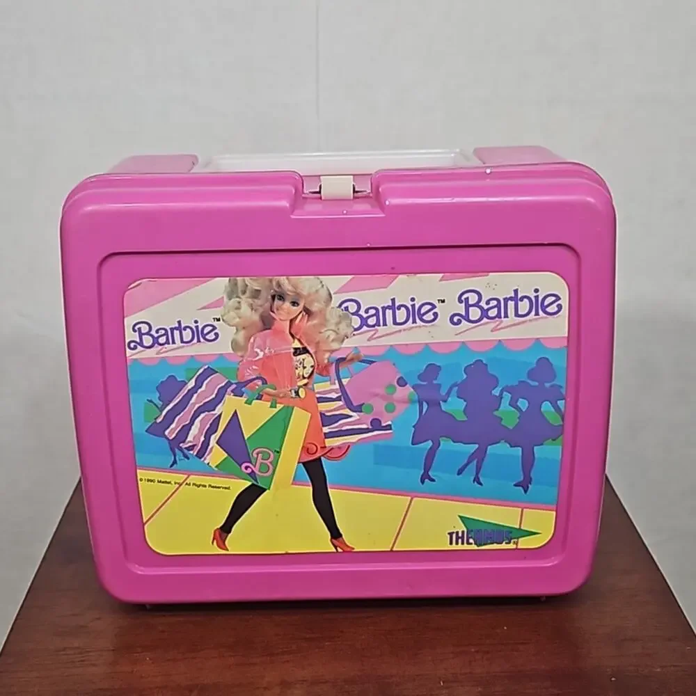 Vintage 1990s Barbie Pink Plastic Lunch Box by Thermos Retro 90s Girls Toy